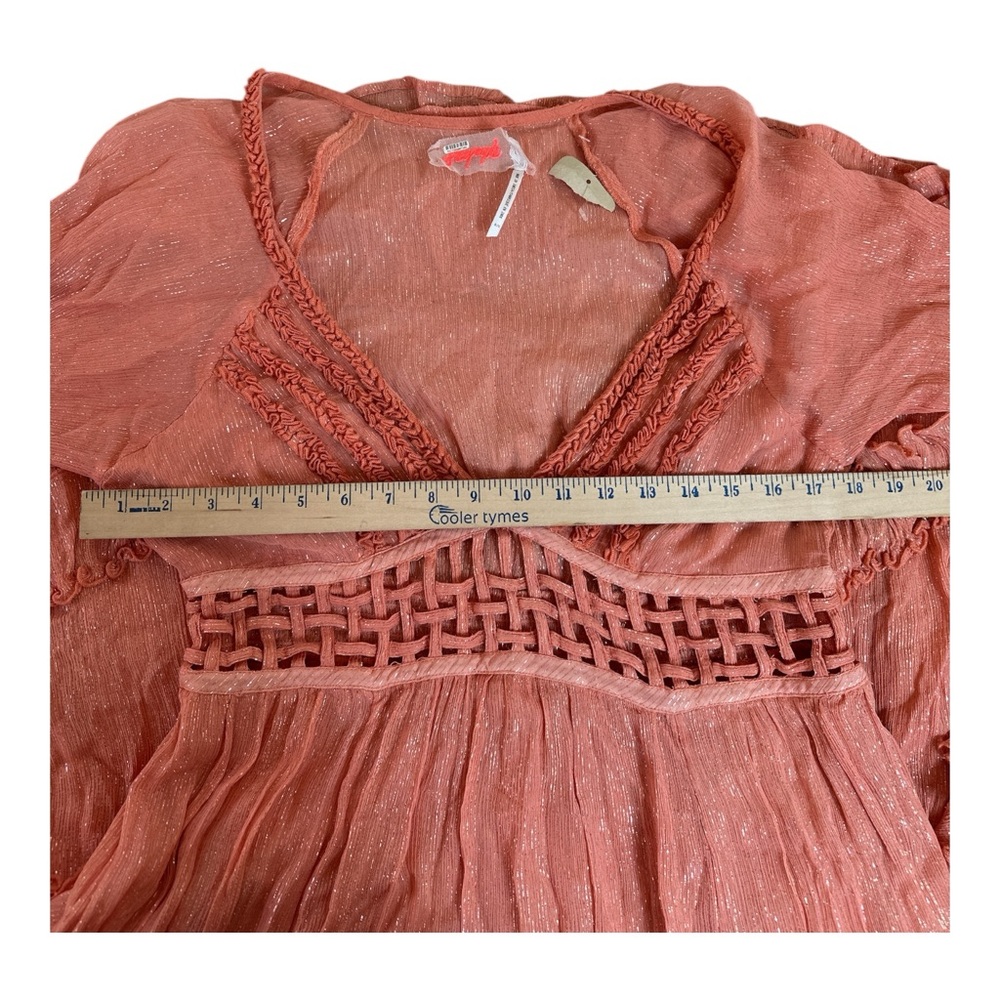 Free People Seraphina Maxi Dress Peach Boho Ruffle Women’s Size XL NWOT - Picture 10 of 11